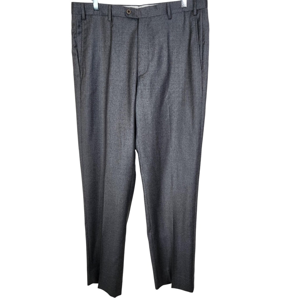 ZANELLA‎ For NORDSTROM Todd Dress Pants Mens 35x32 Gray Wool Pleated Lined Italy
